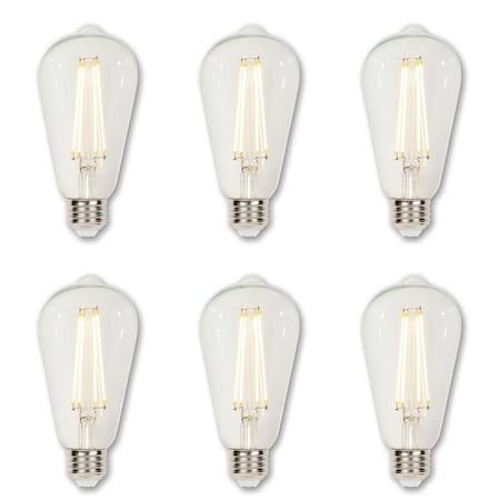 Westinghouse Bulb LED Dimmablemable 6.5W 120V ST20 Filament 2700K Clear E26 Med Base, 6PK 4518320
